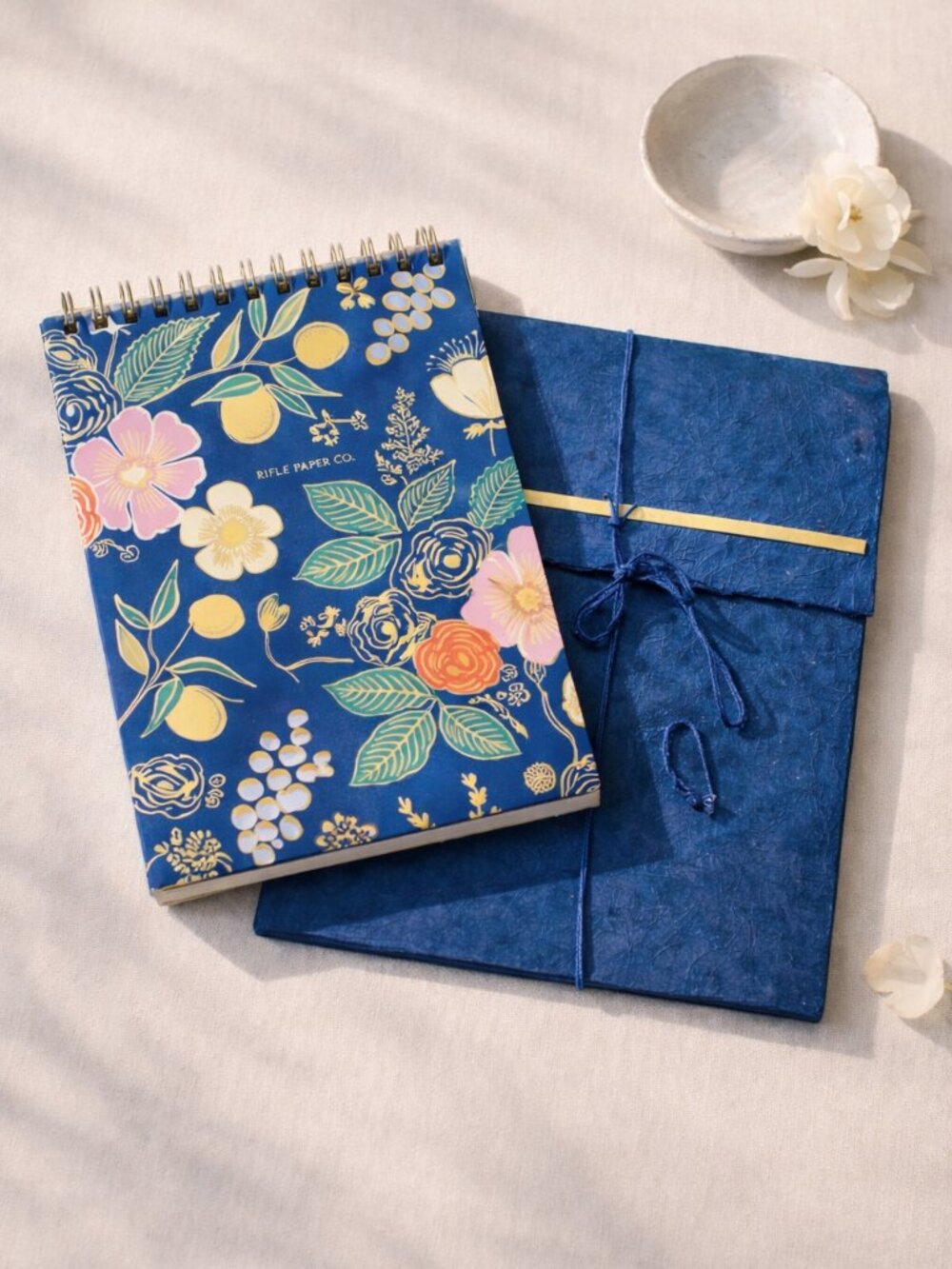 NWOT Rifle Paper Co Floral Notebook + Japanese Handmade Blue Journal Bundle